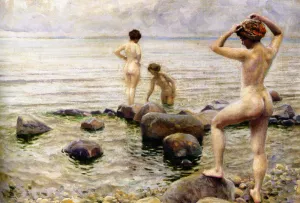 A Morning Dip by Paul Gustave Fischer Oil Painting