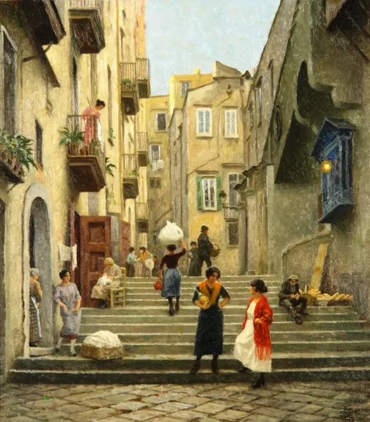 Naples Street Scene Oil painting by Paul-Gustave Fischer