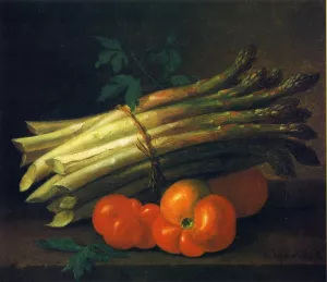 Still Life with Asparagus and Tomatoes by Paul Lacroix Oil Painting