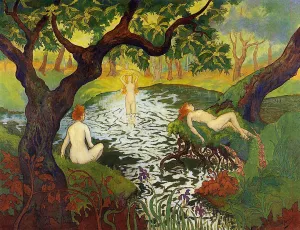 Three Bathers with Irises by Paul Ranson Oil Painting