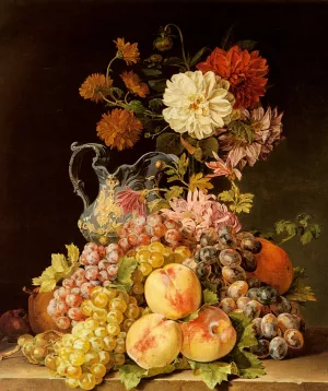 Stilleben Mit Obst Und Blumen by Pauline Koudelka-Schmerling Oil Painting