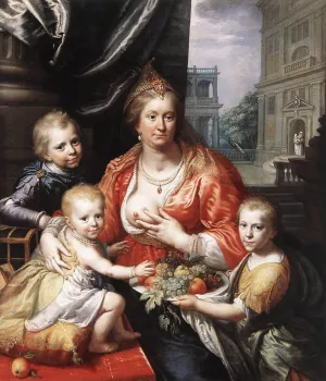Sophia Hedwig, Countess of Nassau Dietz, with Her Three Sons by Paulus Moreelse Oil Painting