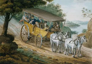 Travel by Stagecoach Near Trenton, New Jersey by Pavel Petrovich Svinin Oil Painting