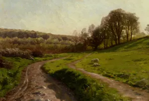 A Country Field by Peder Mork Monsted Oil Painting