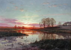 Evening at Naesbyholm by Peder Mork Monsted Oil Painting
