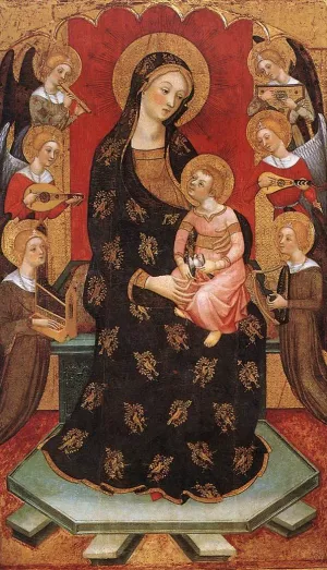 Madonna with Angels Playing Music by Pere Serra Oil Painting