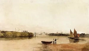 A View of Westminster from Battersea by Peter De Wint Oil Painting