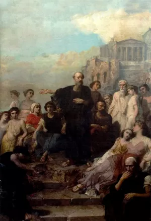 Paul Preaching to Athenians on Mars Hill also known as Mars Hill - Areopagus by Peter F. Rothermel Oil Painting
