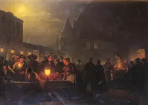 The Night Fair by Petrus Van Schendel Oil Painting