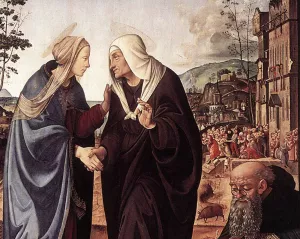 The Visitation with Sts Nicholas and Anthony Detail #1 by Piero Di Cosimo Oil Painting