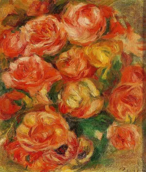 A Bowlful of Roses by Pierre-Auguste Renoir Oil Painting
