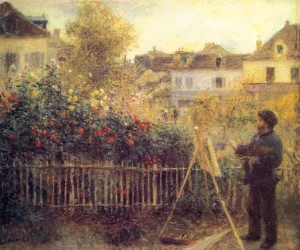 Claude Monet Painting in His Garden at Argenteuil by Pierre-Auguste Renoir Oil Painting