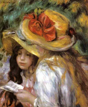 Two Young Girls Reading by Pierre-Auguste Renoir Oil Painting