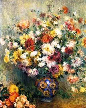 Vase of Chrysanthemums 3 by Pierre-Auguste Renoir Oil Painting