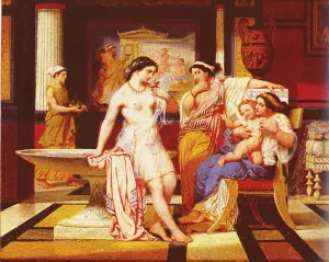 Ladies In A Pompeian Interior by Pierre Jules Jollivet Oil Painting
