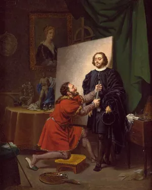 Aretino in the Studio of Tintoretto by Pierre-Nolasque Bergeret Oil Painting