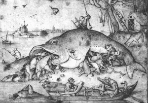 Big Fishes Eat Little Fishes Oil painting by Pieter Bruegel The Elder