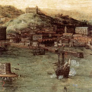 Naval Battle in the Gulf of Naples Detail by Pieter Bruegel The Elder Oil Painting