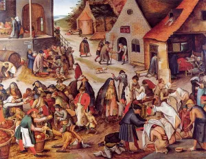 The Seven Acts of Charity also known as The Seven Acts of Mercy by Pieter Bruegel The Younger Oil Painting