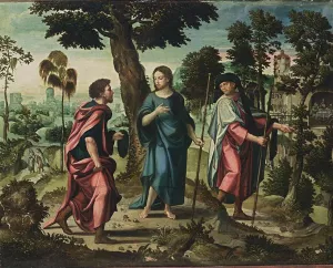 Christ and His Disciples on Their Way to Emmaus by Pieter Coecke Van Aelst Oil Painting