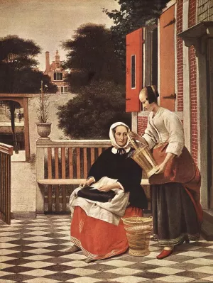 Woman and Maid by Pieter De Hooch Oil Painting