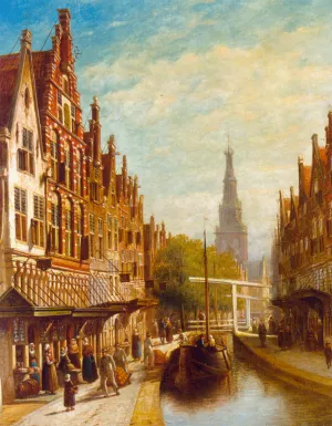 A View of Alkmaar by Pieter Gerard Vertin Oil Painting