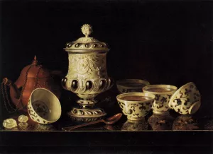 Still-Life with Chinese Teabowls by Pieter Gerritsz Van Roestraeten Oil Painting