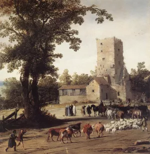 Italianate Landscape with the Parting of Jacob and Laban by Pieter Jansz Post Oil Painting
