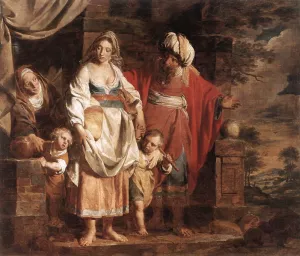 Hagar and Ishmael Banished by Abraham by Pieter Jozef Verhaghen Oil Painting