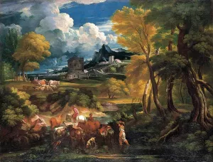 Bucolic Landscape by Pieter Mulier The Younger Oil Painting