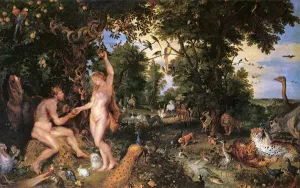 Adam and Eve in Worthy Paradise by Peter Paul Rubens Oil Painting