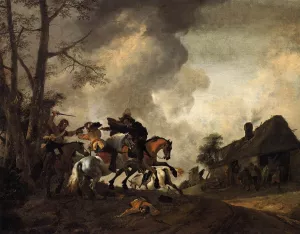 Battle on Horseback by Pieter Wouwerman Oil Painting