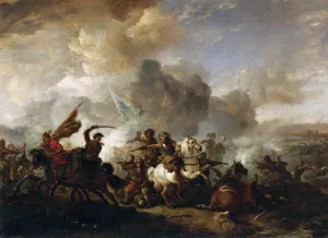 Skirmish of Horsemen between Orientals and Imperials by Pieter Wouwerman Oil Painting