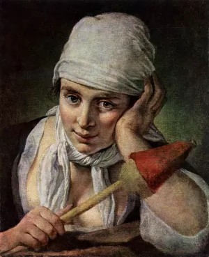 Young Girl with Distaff by Pietro Antonio Rotari Oil Painting