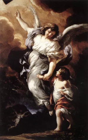The Guardian Angel by Pietro Da Cortona Oil Painting