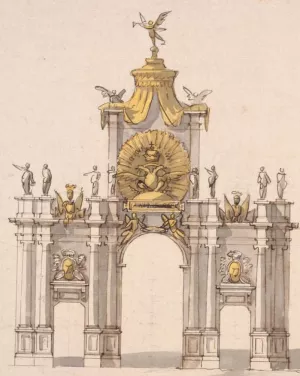 Design of the Decoration for the Triumphal Red Gate in Moscow by Pietro Di Gottardo Gonzaga Oil Painting