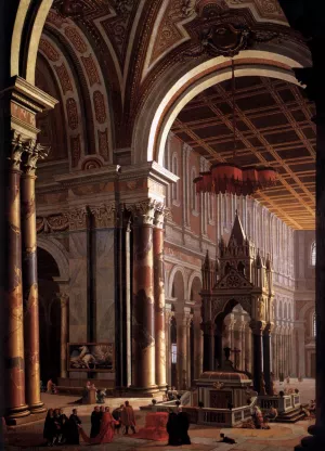 Interior of the Basilica of San Paolo in Rome by Pietro Francesco Garola Oil Painting