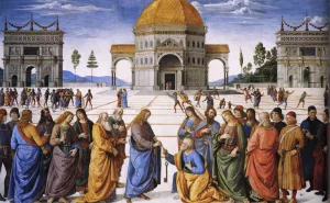 Christ Handing the Keys to St. Peter by Pietro Perugino Oil Painting