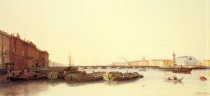 A View of St. Petersburg by Piotr Petrovitsch Veretschchagin Oil Painting