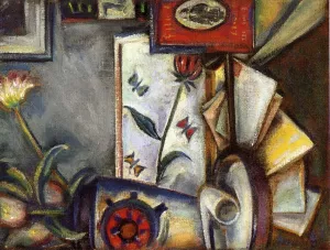 Still Life with Pipe and Letters by Preston Dickinson Oil Painting