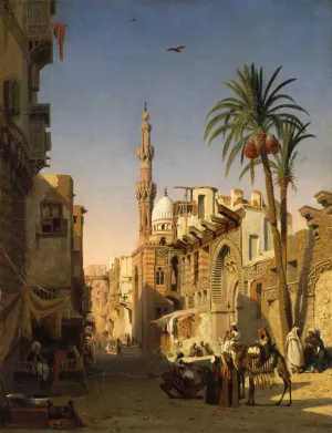 Ezbekiyah Street in Cairo by Prosper Marilhat Oil Painting