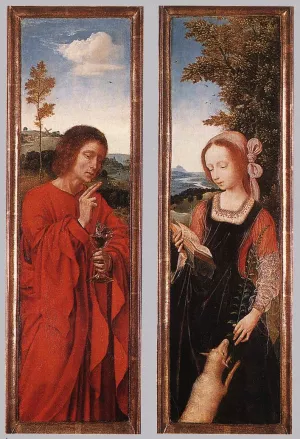 John the Baptist and St Agnes by Quentin Massys Oil Painting
