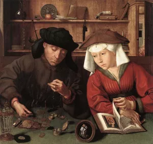 The Moneylender and His Wife by Quentin Massys Oil Painting