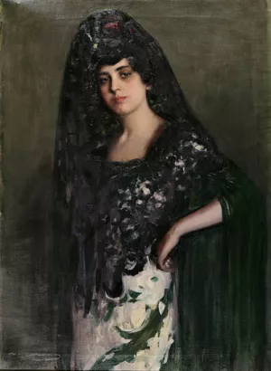Mujer con Mantilla by Ramon Casas i Carbo Oil Painting