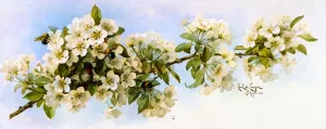 Apple Blossoms with Hummingbird and Bumblebees II by Raoul De Longpre Oil Painting