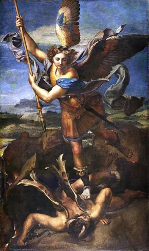 St Michael and the Satan Oil painting by Raphael
