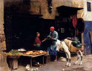 The Watermelon Seller by Raphael Von Ambros Oil Painting