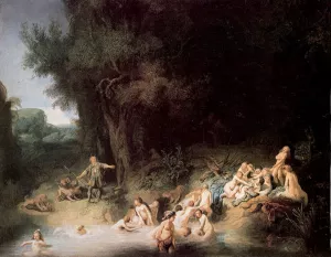Bath of Diana with Nymphs and Story of Actaeon and Calisto by Rembrandt Van Rijn Oil Painting