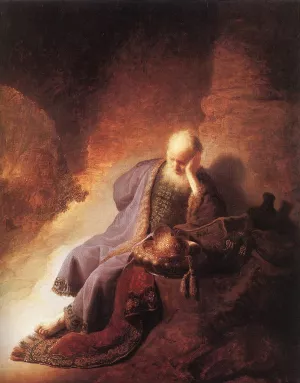 Jeremiah Lamenting the Destruction of Jerusalem by Rembrandt Van Rijn Oil Painting