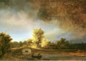 Landscape with Stone Bridge by Rembrandt Van Rijn Oil Painting